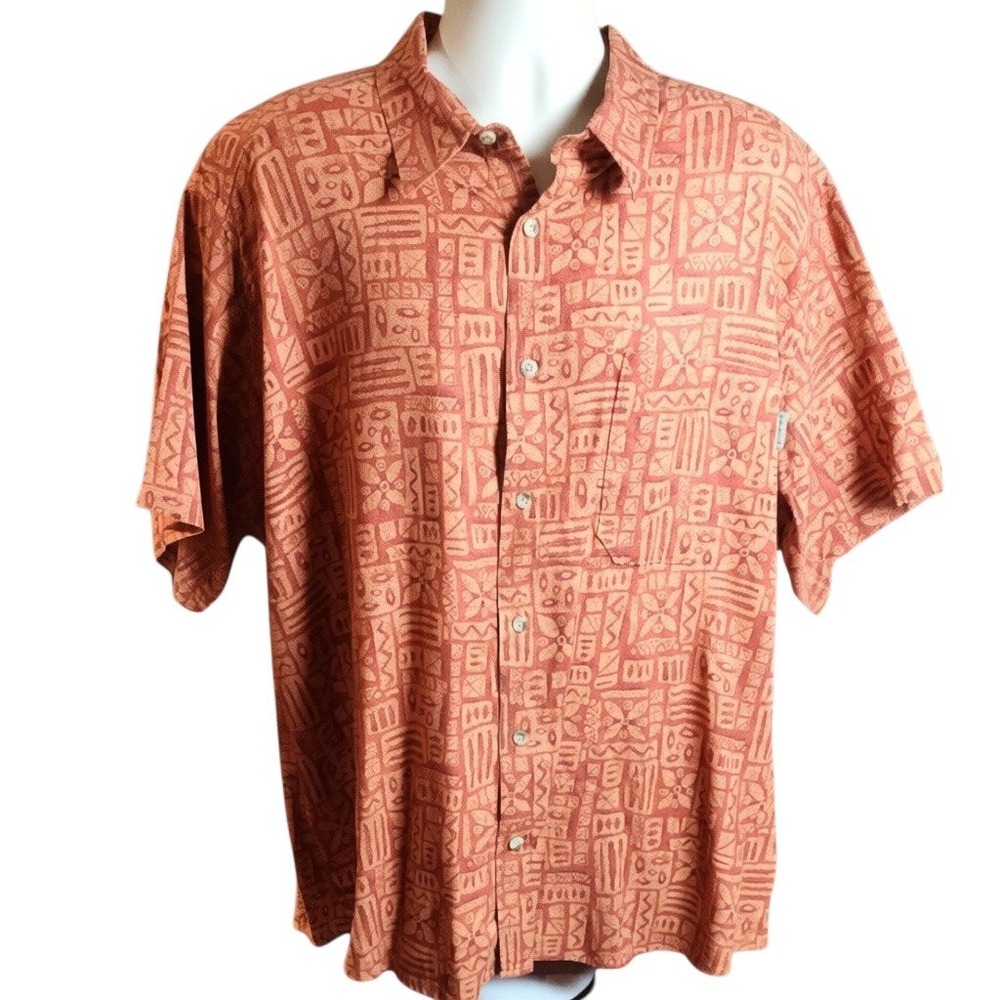 Woolrich Mens Paprika Crackle Tribal Print Cotton Short Sleeve Shirt 6664 2XL